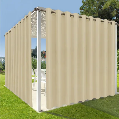 Vista 9 de OutdoorLines Cortinas impermeables para interiores y exteriores para patio – Panel de cortina de privacidad y bloqueo solar con ojales, resistente a