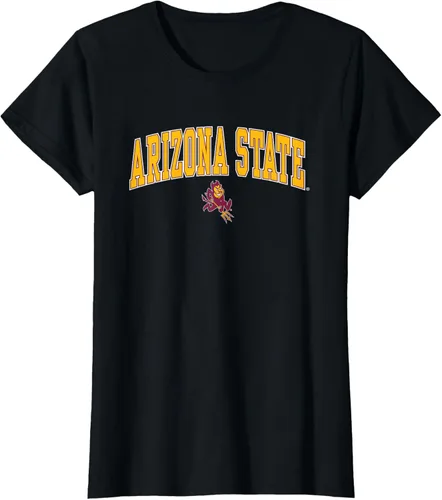 Vista 12 de Arizona State Sun Devils Arch Over Mascot Camiseta, Negro