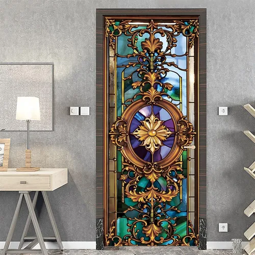 Vista 11 de TUOKING Adhesivo para puerta, calcomanías de vinilo para puerta, mural autoadhesivo para decoración del hogar, 30.3 pulgadas de ancho x 78.7