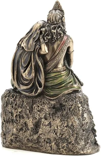 Vista 5 de Veronese Design Radha de 6 3/4 pulgadas de alto Radha apoyado en Krisna Escultura de resina bronceada fundida en frío Figura de Dios hindú