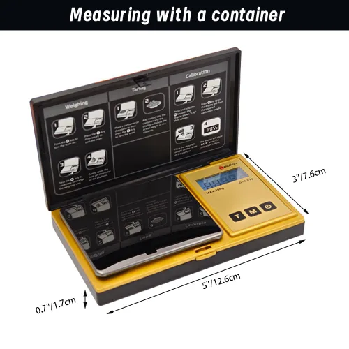Vista 7 de iMotion Báscula digital de bolsillo 7.05 oz x 0.00 oz, báscula de joyería de alta precisión con pantalla LCD retroiluminada, función de tara