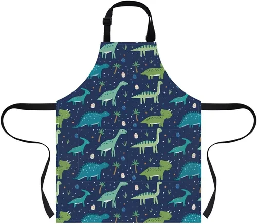 Vista 7 de Cozeyat Delantales de cocina para niños y niñas, delantales de pintura con bolsillos, delantales ligeros con correa ajustable