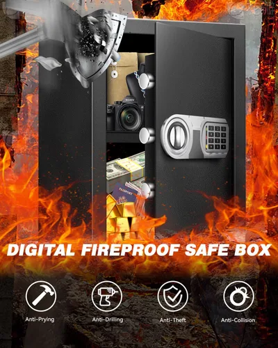 Vista 3 de Caja Fuerte Grande para Oficina en Casa con Alimentación USB-C, Alarma y Cerradura Digital - Gabinete Caja Fuerte de Seguridad de 3.0 Pies Cúbicos