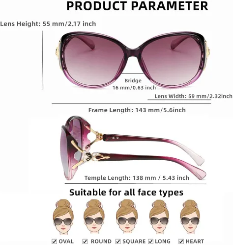 Vista 5 de Liuyoyo Gafas de sol polarizadas para mujer, de moda, con marco grande, a la moda, con protección UV