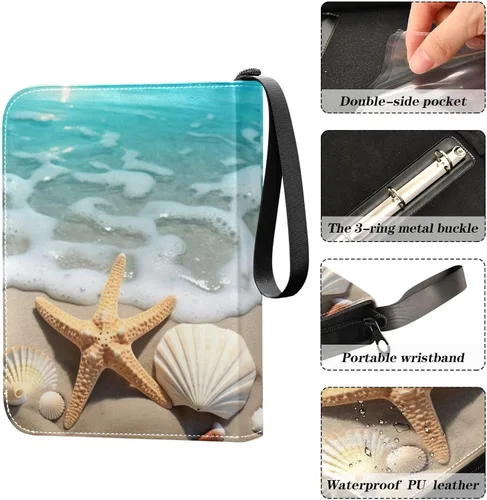 Vista 4 de Beach Shells - Carpeta impermeable para tarjetas intercambiables, 400 bolsillos, estuche de exhibición con fundas para tarjetas, juego