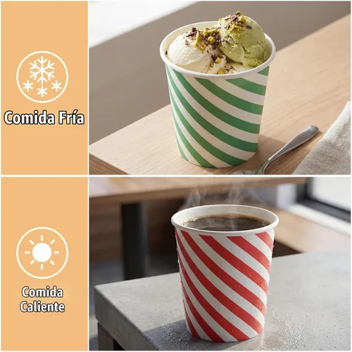 Vista 4 de Zeyune 500 vasos de papel para helado, cuencos desechables de 5 onzas para helado de postre, yogur congelado, sarga, aperitivos, sopa, alimentos