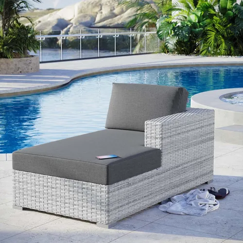 Vista 14 de Modway Convene - Otomana rectangular de mimbre para patio al aire libre, color gris claro