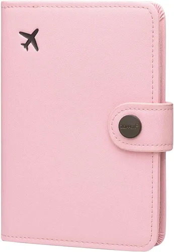 Vista 7 de ZOPPEN Combo de funda para pasaporte con compartimiento para carné de vacunación con protección de bloqueo de interferencia de radiofrecuencia