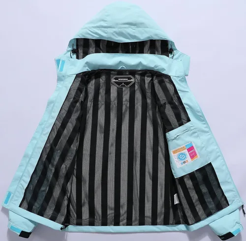Vista 3 de MOERDENG Chaqueta impermeable para mujer impermeable para exteriores ligera softshell para senderismo viajes