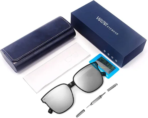 Vista 4 de VARZAR - Gafas de sol cuadradas para mujer hombre polarizadas ligeras retro de gran
