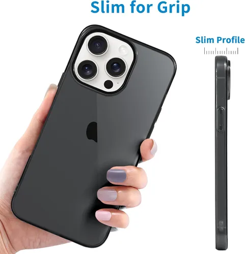 Vista 3 de JJGoo Funda transparente compatible con iPhone 15 Pro, funda de teléfono de TPU suave y transparente, a prueba de golpes, funda delgada para Negro