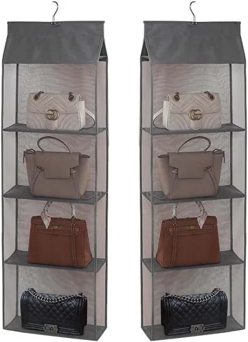 Vista 5 de Paquete de 2 organizadores para colgar bolsos, plegables, no tejidos, para colgar en el armario familiar, dormitorio, ajuste universal de 15.7 x 6.3