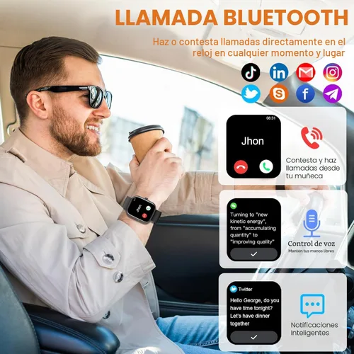 Vista 3 de Reloj inteligente para hombres y mujeres (respuesta/hacer llamadas), nuevo reloj inteligente HD de 1.91 pulgadas, reloj de fitness con más de 120