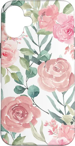 Vista 22 de iPhone 16 Pastel Pink Flower Print - Watercolor Floral Petals Blossom Case