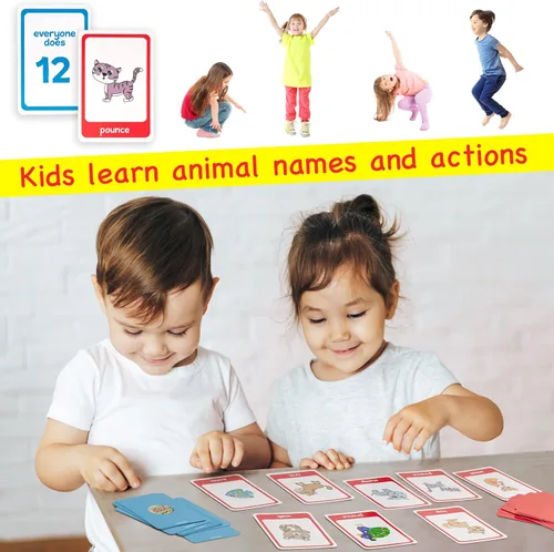 Vista 7 de Tarjetas de movimiento de animales - Juegos activos para niños pequeños y niños, juego a presión, juego y pesca con tarjetas de animales, tarjetas