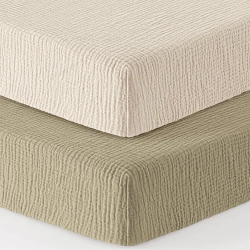 Vista 22 de Bearmoss Sábanas de muselina para mini cuna para Pack N Play - 100% algodón - 38"x26" Sábanas suaves y transpirables para corralito y cuna de bebé