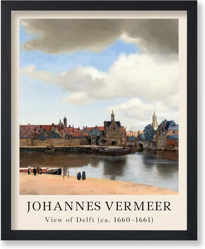 Vista 30 de Poster Master Póster vintage Johannes Vermeer – Impresión de pintura de vista retro de Delft – Vista del arte de Delft – Regalo para hombres