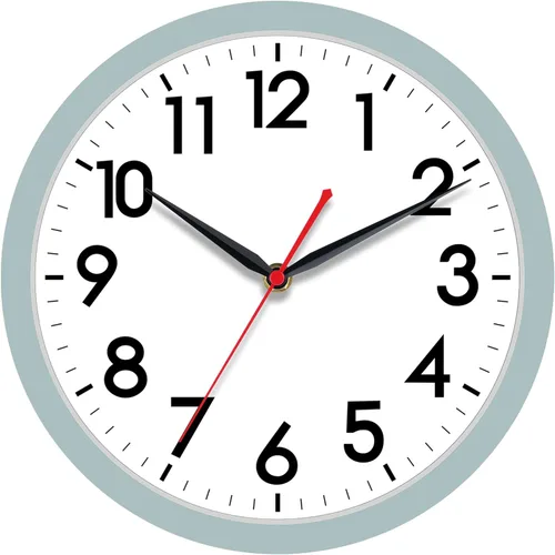 Vista 16 de AKCISOT - Reloj de pared de 8 pulgadas, silencioso, funciona con pilas, color negro