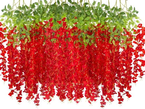 Vista 9 de AITISOR Paquete de 24 guirnaldas artificiales de vid de glicina falsa (3.75 pies), guirnalda colgante de flores de seda para decoración del hogar