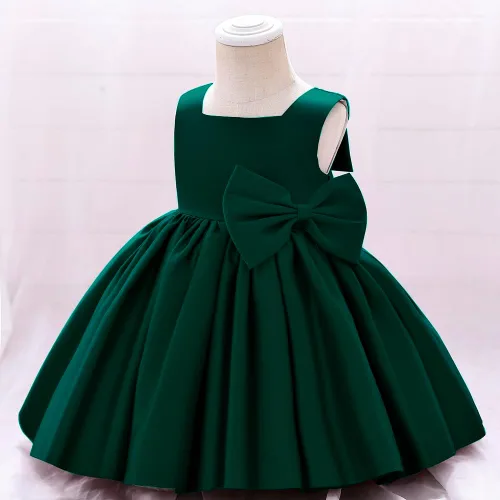 Vista 2 de 6M-8T - Vestido de fiesta de tutú para bebé, con lazo grande, para concurso de cumpleaños, para bautizo