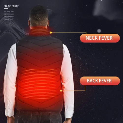 Vista 4 de Chaleco térmico para mujeres y hombres, chaqueta ligera con calefacción eléctrica para exteriores (pilas no incluidas)