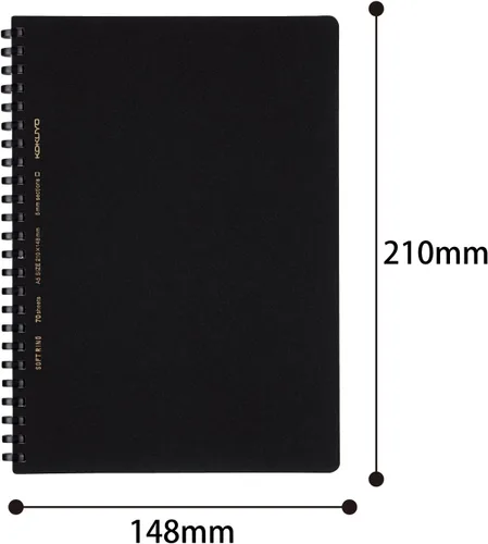Vista 6 de Kokuyo Cuaderno de gráficos en espiral, 8.3 x 5.8 pulgadas, cuaderno de negocios A5 de anillo suave con cuadrícula de 0.197 in, 70 hojas perforadas