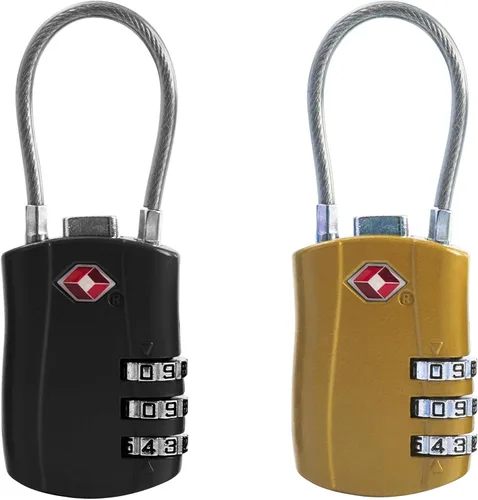 Vista 10 de Cerraduras TSA para equipaje, candado pequeño combinado con cable, candados de equipaje aprobados por la TSA, candado combinado con código