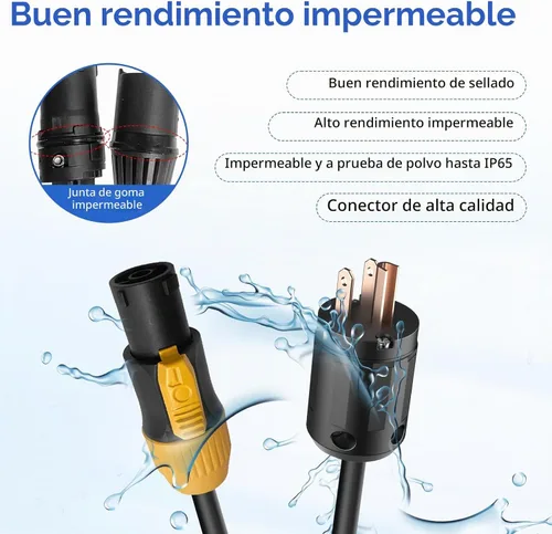 Vista 5 de IP65 profesional construido a mano 12 AWG macho NEMA5-15P a SAC3FX PowerCON Cable verdadero (3 pies)