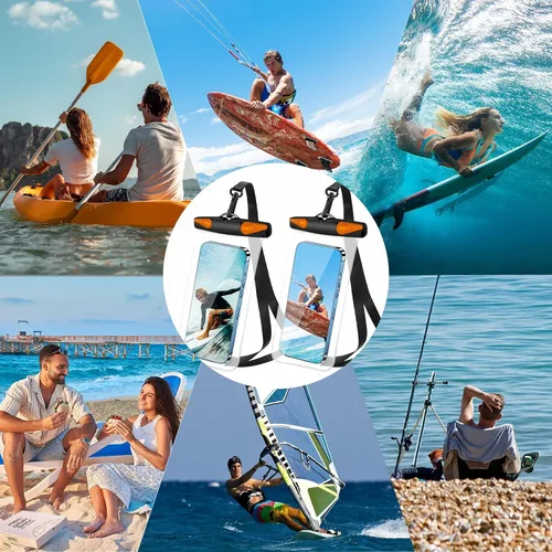 Vista 7 de Bolsa impermeable para teléfono, funda impermeable para teléfono con cordón para iPhone, Samsung, IPX8, bolsa seca para playa, kayak, crucero, 2