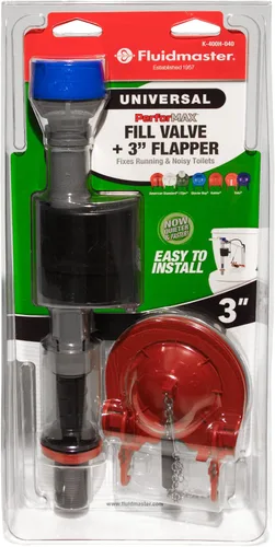 Vista 6 de Fluidmaster K-400H-040-T5 PerforMAX Kit de reparación de inodoro con válvula de llenado y aleta de 3 pulgadas, multicolor