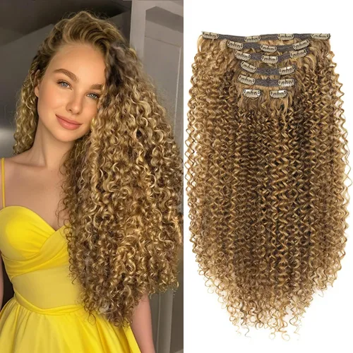 Vista 11 de BHF - Extensión de cabello rizado de 26 pulgadas, con clip de doble trama de 4.94 onzas, fibra japonesa resistente al calor, extensión de cabello