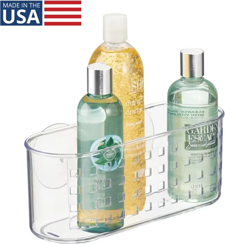 Vista 2 de iDesign Cesta colgante de succión para ducha, transparente Almacenamiento de baño, fabricado en Estados Unidos