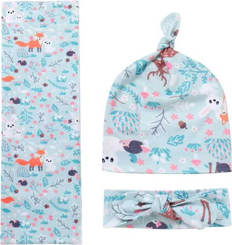 Vista 3 de AWIBMK Mom and Me Robe and Swaddle Set and T-Shirt Hospital Labor Delivery Swaddling with Headband Hat for Mom Dad Baby