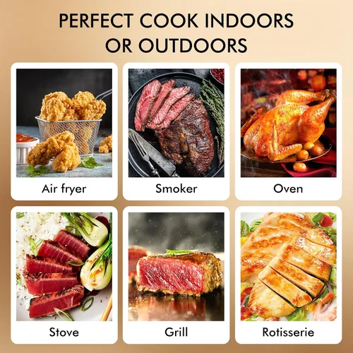 Vista 8 de Termómetro inalámbrico para carne: termómetro inteligente Bluetooth de 500 pies para cocinar y asar a la parrilla, termómetro digital CaloriMastery