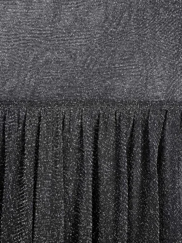 Vista 6 de Vestido de baile sin mangas con cuello drapeado y lentejuelas de malla para mujer, vestido de baile lírico