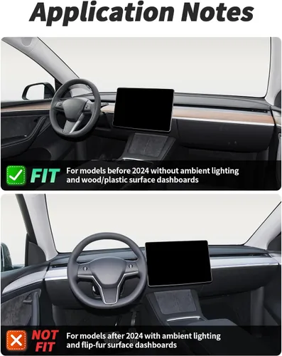 Vista 6 de KKTR-CAR Cubierta de tablero y cubierta de panel de reposabrazos interior de la puerta delantera, compatible con Tesla Model 3 2021-2023 Model Y