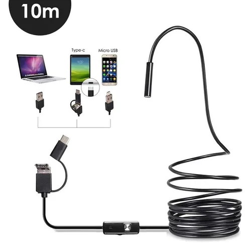 Vista 7 de SunshineFace Industrial Endoscope Borescope Inspection Camera, HD USB Endoscope 7mm Lens 6 LED Lights Support MicroUSB Type-C USB Interface