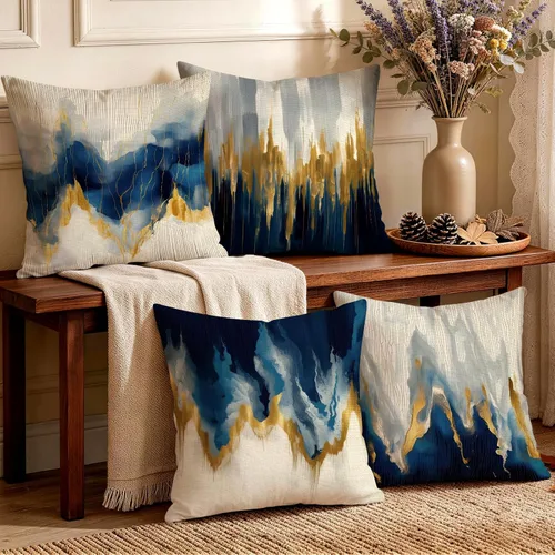 Vista 10 de OBSEDE - Fundas para cojín de mármol negro y dorado abstracto, 18 × 18 pulgadas, juego de 4, fundas para cojines de sofá, cama, salón, decoración