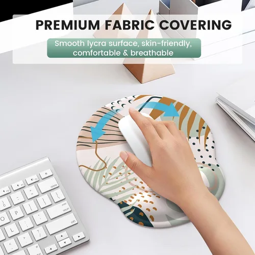 Vista 5 de iLeadon - Juego de alfombrilla de mouse con soporte para muñecas y reposa muñecas para teclado, alfombrilla de mouse ergonómica con base