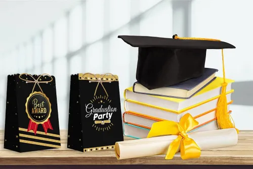 Vista 5 de Estivaux 12 bolsas de regalo de graduación para la clase de 2025, bolsas de papel para regalo de felicitaciones, bolsas de graduación para escuela