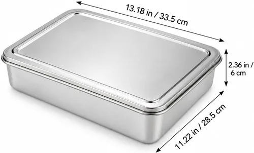 Vista 3 de DOITOOL Molde para pasteles de acero inoxidable con tapa, 13.18 x 11.22