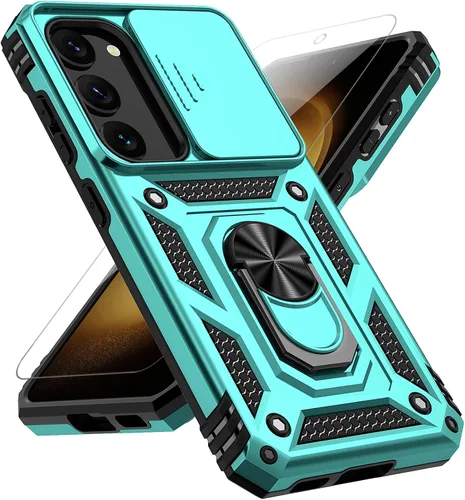 Vista 11 de Funda para Samsung Galaxy S23, con cubierta deslizante para cámara, protector de pantalla HD, soporte de anillo giratorio de 360°, protección