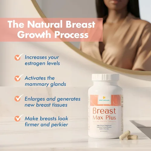 Vista 2 de KIMI Naturals Breast Max Plus - Píldoras de mejora de senos l Suplemento potenciador para un crecimiento rápido y busto más grande, fórmula