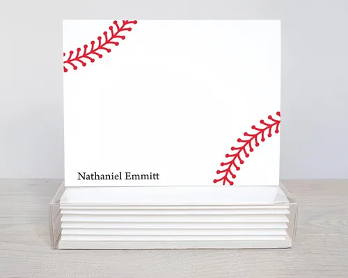Vista 4 de Tarjetas de notas de costura de béisbol Papelería de béisbol personalizada Papelería para niños Notas deportivas de pelota base Juego de 10