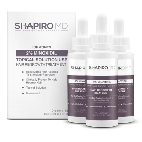 Vista 10 de Shapiro MD Hair Growth Experts Minoxidil Solución tópica al 2% para mujeres, el suero promueve el recrecimiento del cabello al reactivar