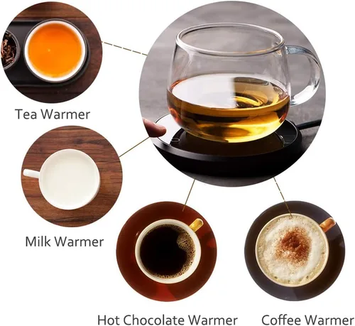 Vista 2 de Calentador de taza de café, KRGMNHR - Calentador de taza con apagado automático para uso en escritorio de oficina en casa, calentador eléctrico