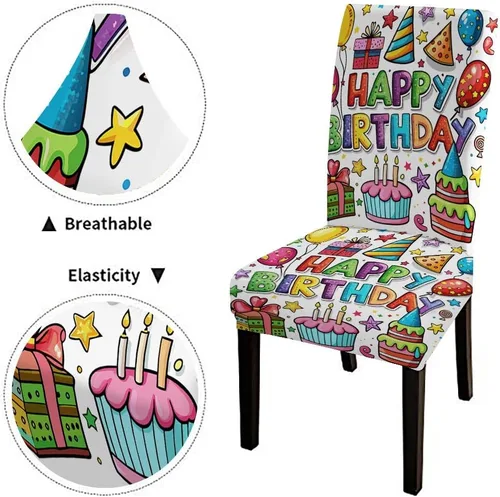 Vista 17 de CAPSCEOLL Christmas Dining Chair Covers,Snowflakes Festive Winter Pattern Stretch Chair Covers for Dining Room Set of 2 Washable Spandex Parson