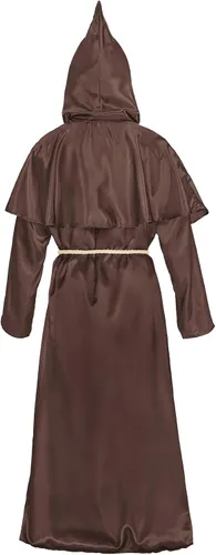 Vista 3 de Century Star Disfraz de fraile medieval con capucha de monje renacentista para cosplay, Halloween, para adultos, capa de mago, sacerdote