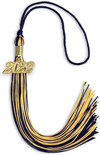 Vista 300 de Endea Graduation - Borla de doble color mixto con fecha dorada (negro/dorado antiguo, 2021)