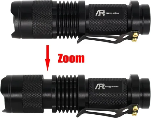 Vista 7 de paquete de 3 mini linternas led tácticas de mano de 3 modos, de 7 W y de 350 lm, con foco ajustable y con zoom.